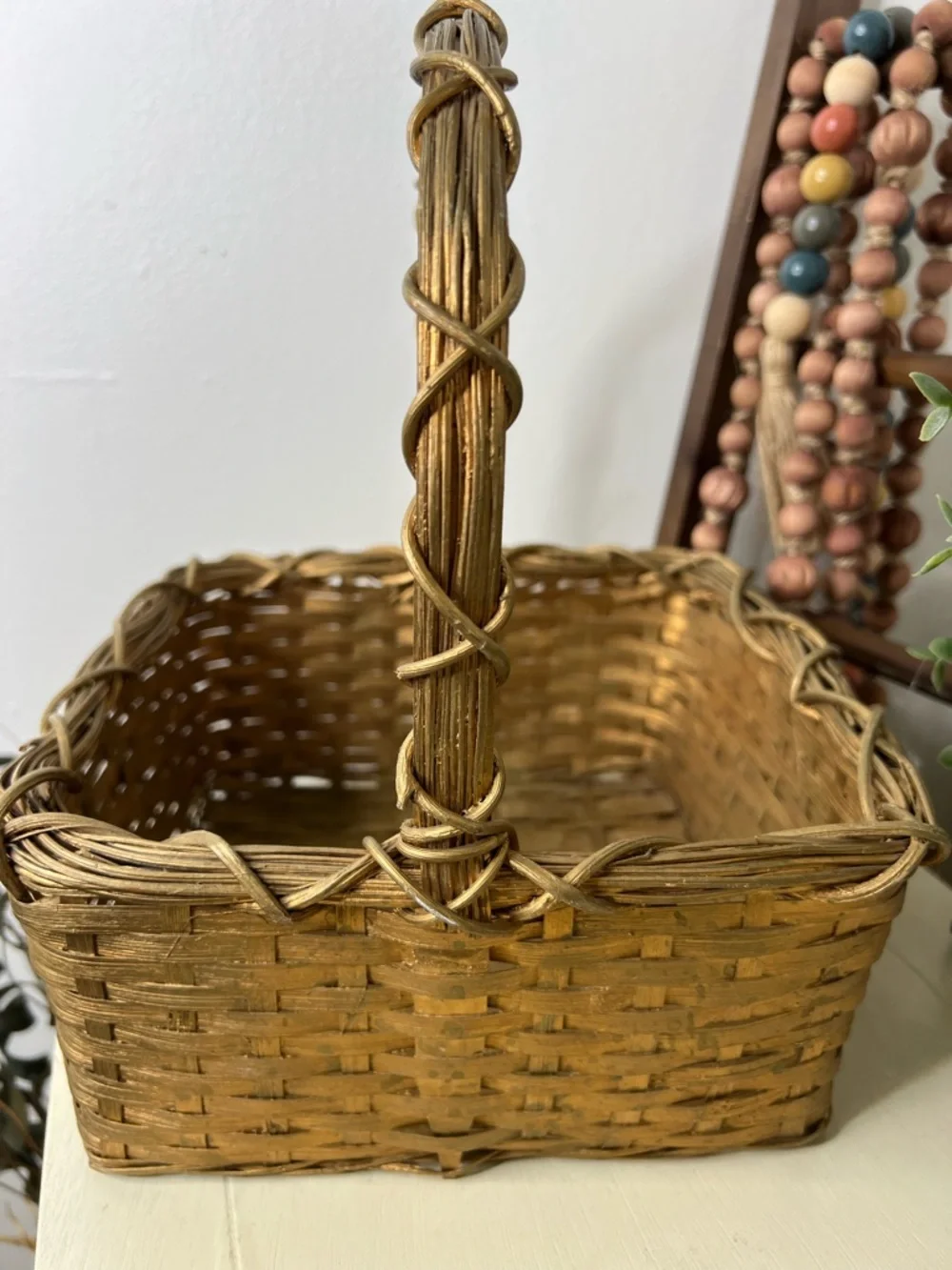 Vintage Handwoven Gold Basket